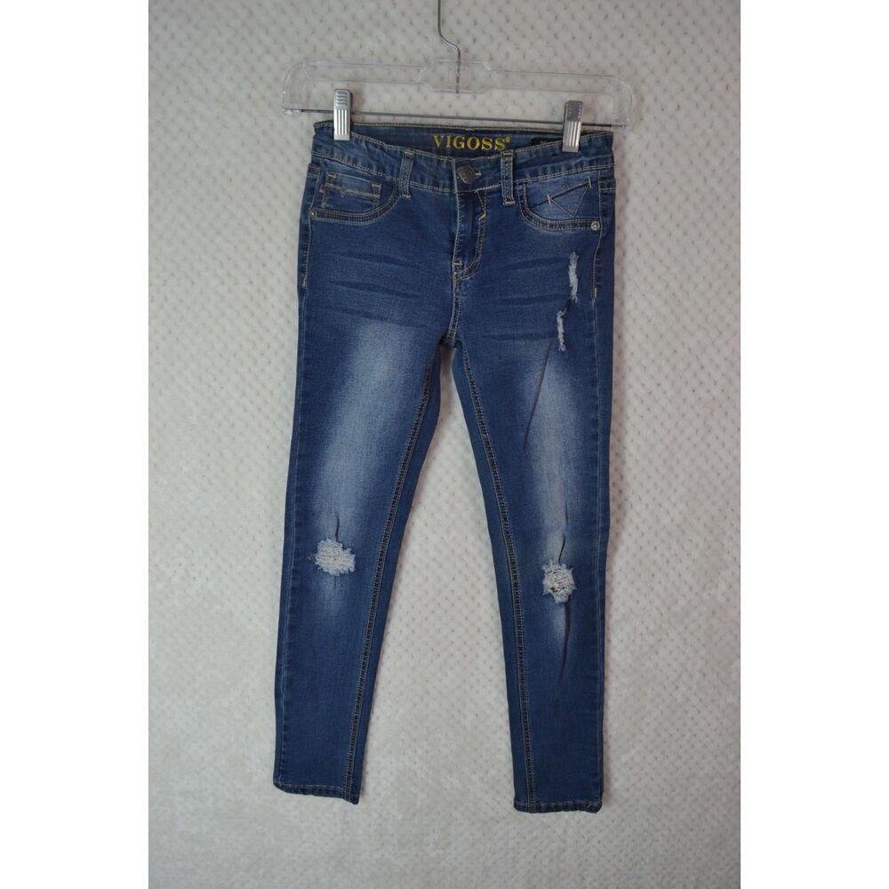 Vigoss The New York Skinny Girls 10 Medium Wash Distressed Jeans